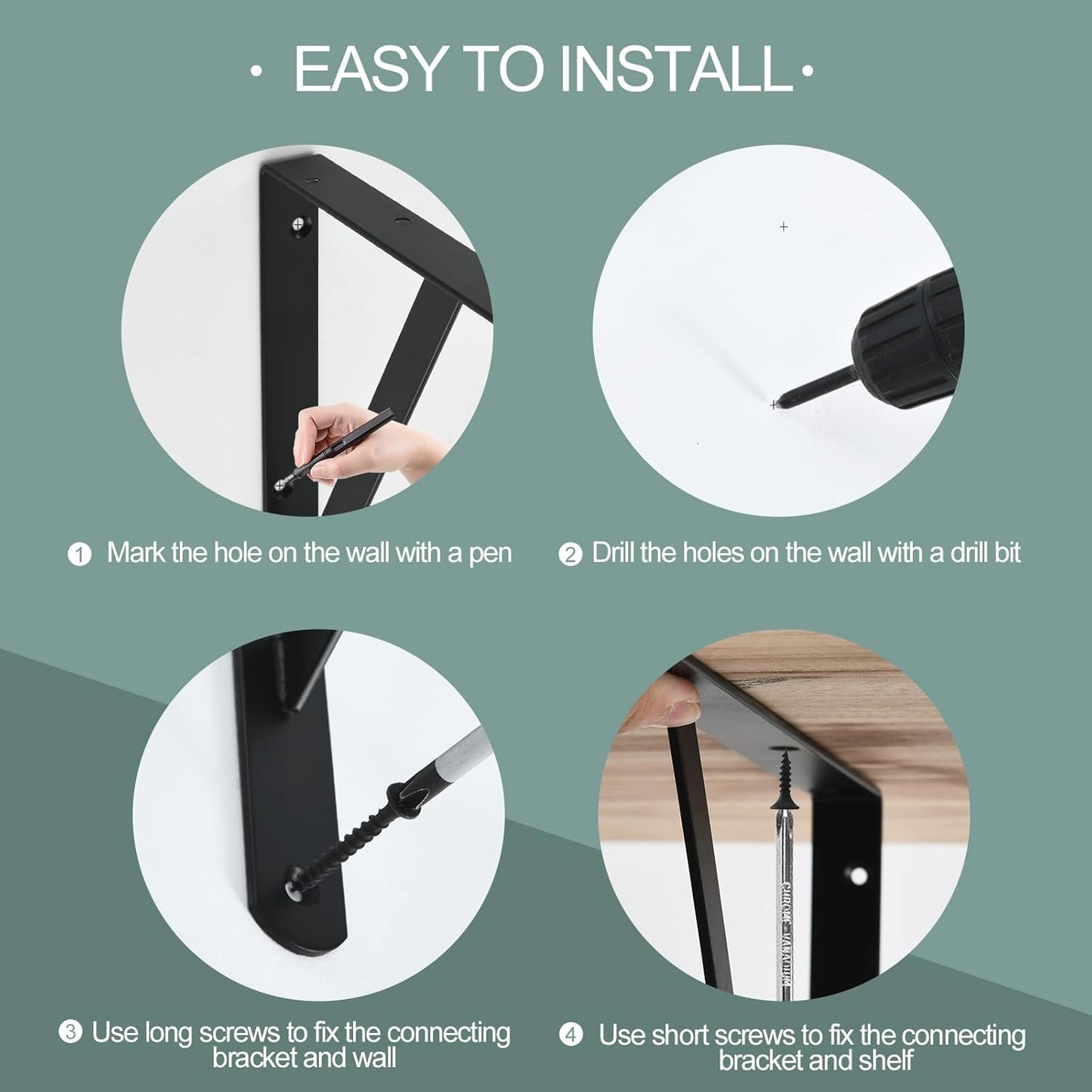 MHMYDZ 32 Pack L10 x H 8" Black Heavy Duty Shelf Brackets with Screws Metal Shelf Brackets Shelf Support Angle Brackets for Shelves L Brackets Heavy Duty Floating Shelf