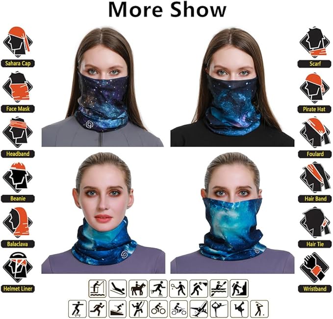 Headband Neck Gaiter Head Wrap Headwear Face Mask Magic Scarf Bandana for Men and Women