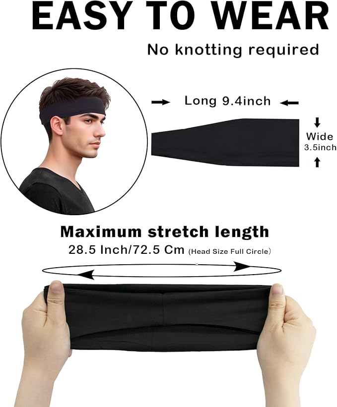 Headbands for Men & Women, Sweat Headband Non-Slip Sweatband Sports Running Cycling Yoga Basketball Workout Football Training