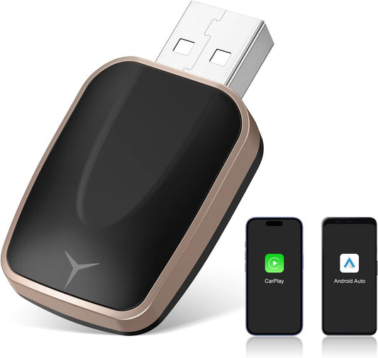Mini Wireless CarPlay Adapter for iPhone, 2 in 1 CarPlay and Android Auto Wireless Adapter for Cars, Plug & Play, Fast Connection for Android 11+ and CarPlay iOS 10+