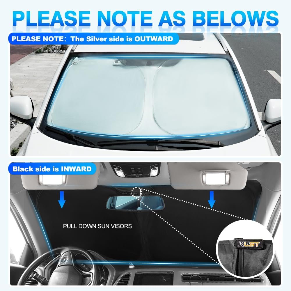 KUST Windshield Sun Shade for Toyota Prius C Accessories 2012-2019 Custom Fit Sunshade Foldable Sun Visor Protector Blocks UV Rays Keep Your Car Cooler