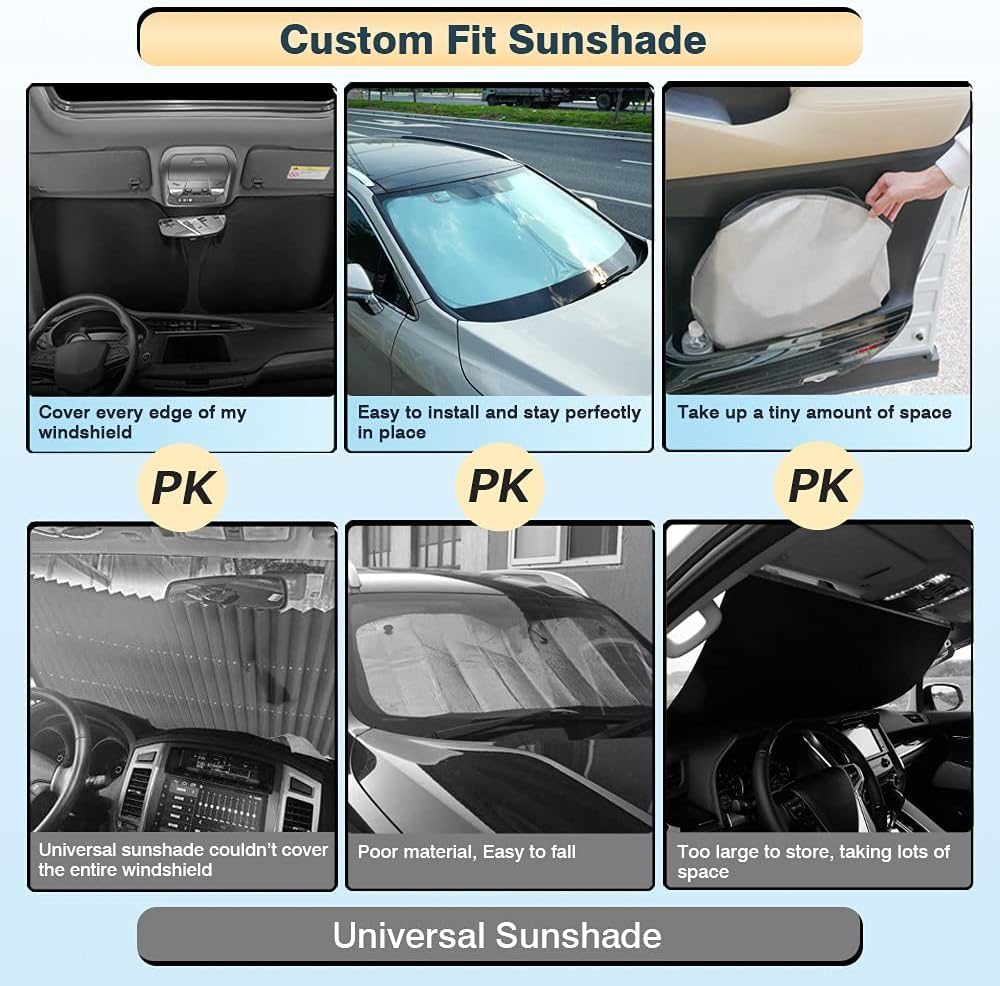 Cartist Windshield Sun Shade Fits for Ford Mustang Mach-e 2021 2022 2023 2024 2025 Accessories Foldable Car Front Window Sunshade for Mustang Mach-e Sun Visor Block UV Rays