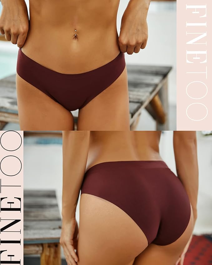 FINETOO 6 Pack Women’s Seamless Hipster Underwear No Show Panties Invisibles Briefs Soft Stretch Bikini Underwears XS-XL