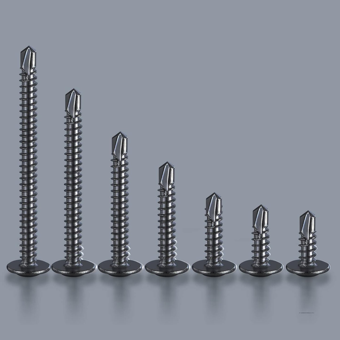 (100Pcs)#8×2” for Sheet Metal Self-Tapping Screws 410 Black Stainless Steel Truss Head High-Strength Quick Tapping