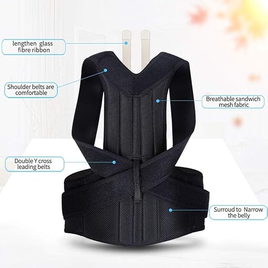 XS-5XL Plus Size Posture Corrector Back Brace Upper And Lower Back Support Women Men Shoulder Straightener Student Teenagers Scoliosis Hunchback Correction Posture Trainer ( Color : Black , Size : 4X-