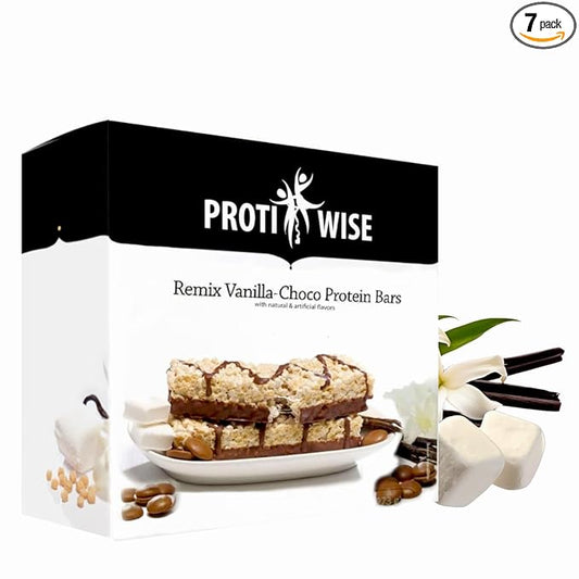 ProtiWise – Remix Vanilla-Choco High Protein 15g Bar | 7/Box | Weight Loss, Diet, Keto Friendly, Hunger Control, Meal Replacement | Gluten Free, Low Fat, Low Sugar