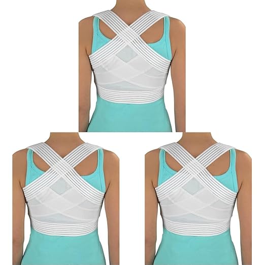 DMI Posture Corrector for Men and Women, Adjustable Criss-Cross Support for Reducing Back Pain and Strain, Comfortable and Breathable, Machine Washable, White, Small, 30" to 32" Chest Size (Pack of 3)