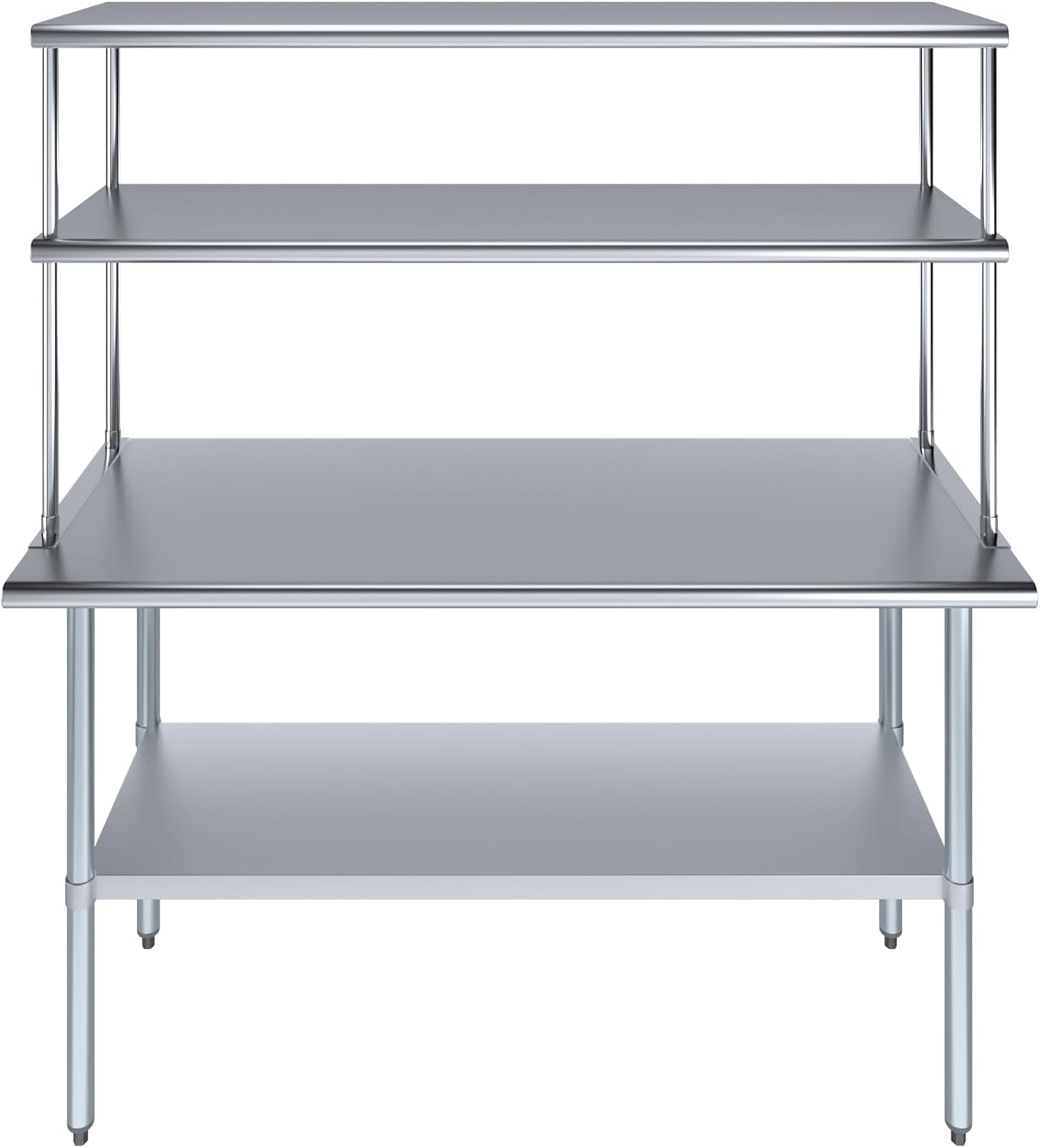 Amgood Stainless Steel Work Table Double Tier Overshelf | Metal Kitchen Prep Table & Shelving Combo (24" x 60" Work Table + 18" Overshelf)