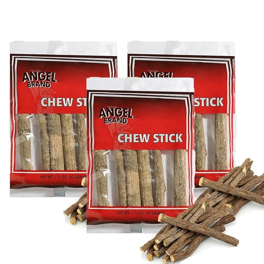 Angel Brand Chew Sticks for Humans – 1.5 oz Pouch Pack of 3 – Chewing Sticks for Teeth Cleaning and Fresh Breath.