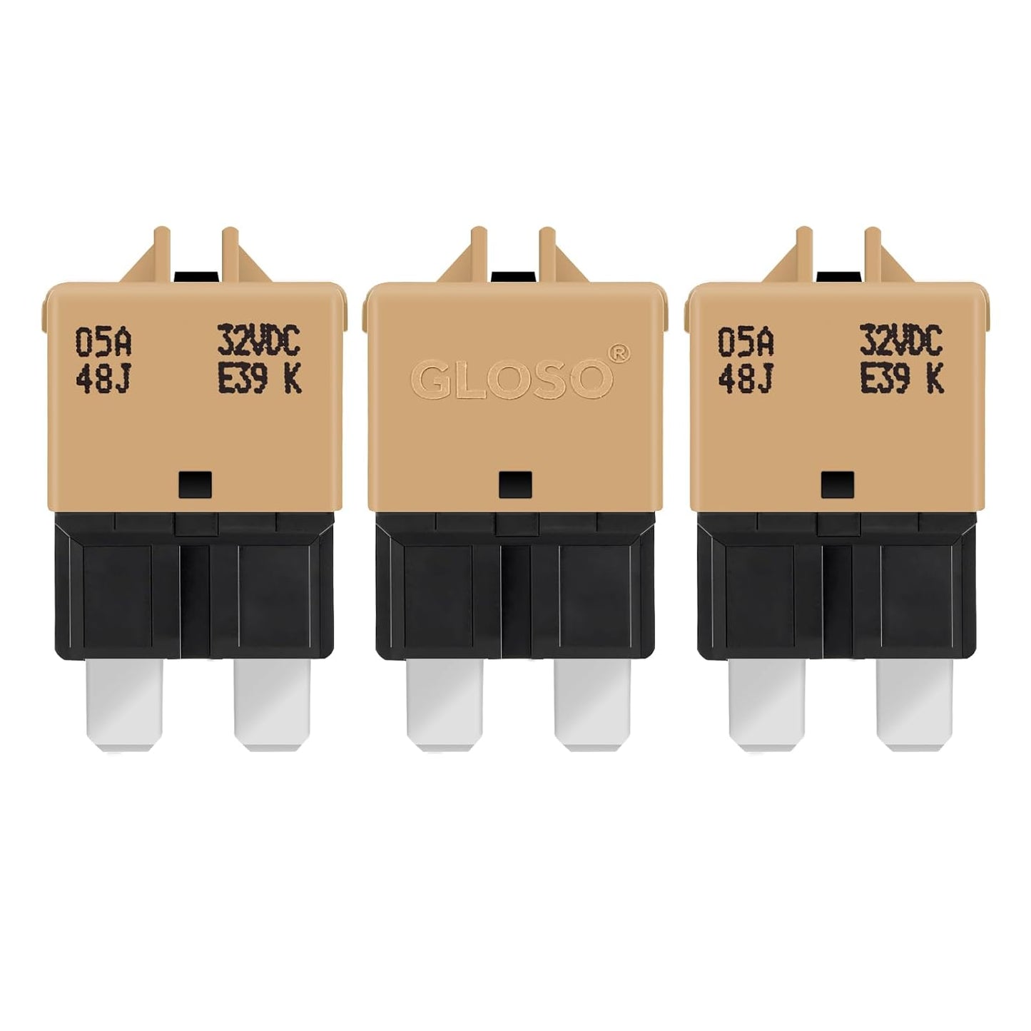 GLOSO Circuit Breaker E39 (T3) Manual Reset Fuse for Car Truck RV Automotive Marine Boat Trolling Motor & Custom Wiring Audio Battery Protection/Low Profile ATC/ATO (5A - 3 Pack)
