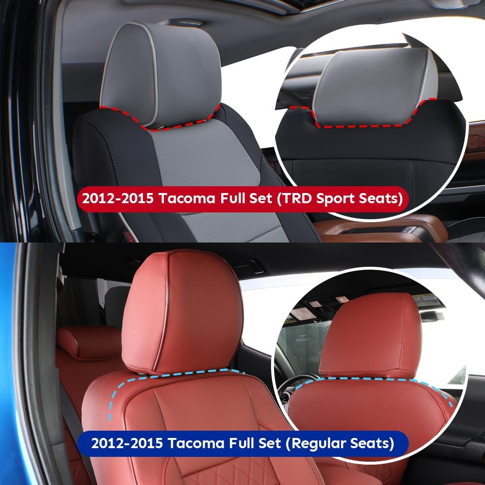 EKR Custom Fit Tacoma Neoprene Car Seat Covers for Select Toyota Tacoma 2012 2013 2014 2015 (Regular Seats)- Full Set,Neoprene (Black)