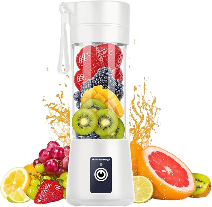 Portable Blender,Mini 6-blade Mixer for Smoothie,Milkshake, Juice, Mobile Hand juicer With USB Rechargeable For Travel, office, picnic, fitness (White)