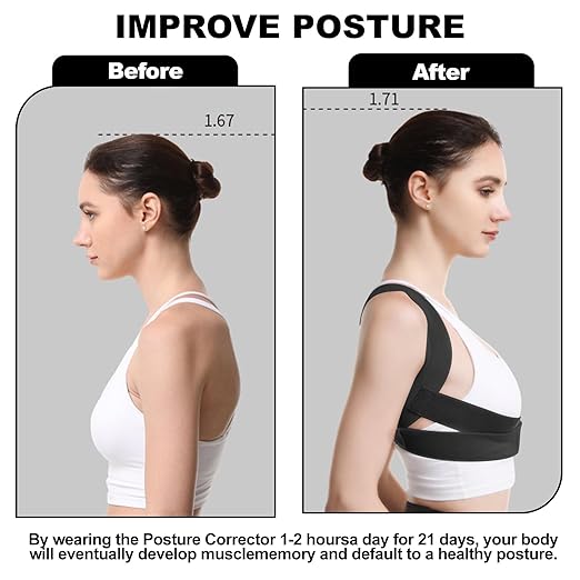 Posture Corrector for Women and Man - Posture Trainer for Neck Hump & Scoliosis Correction | Adjustable, Comfortable, and Pain-Relieving | Ideal for Desk Workers & Long-Term Wear(Large）