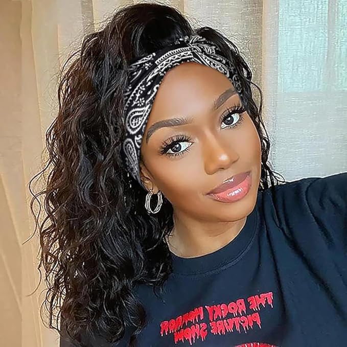 Huachi 4 Packs Thick Boho Stylish Floral Turban Wide Headbands for Women - Non Slip Hairbands for Hair, Sport, Workout, Yoga, Hair Accessories (Pack of 4)