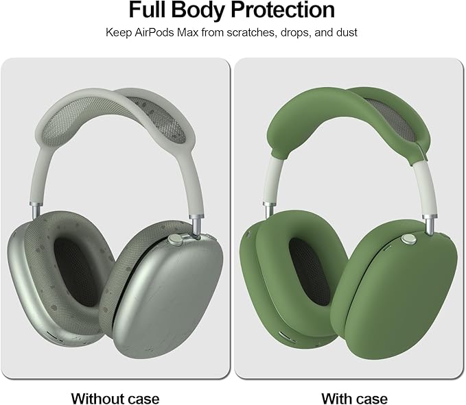 Silicone Case Cover for AirPods Max Headphones, Anti-Scratch Ear Pad Case Cover/Ear Cups Cover/Headband Cover for AirPods Max, Soft Sweat-Proof Silicone Protector Accessories for Apple AirPods Max