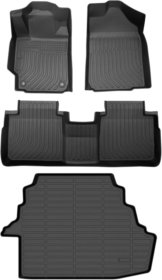 All Weather Floor Mats and Cargo Liners Set Fit for Camry 2007 2008 2009 2010 2011 TPE Car Mats Waterproof Anti-Slip Rubber Trunk Liners Camry Accessories