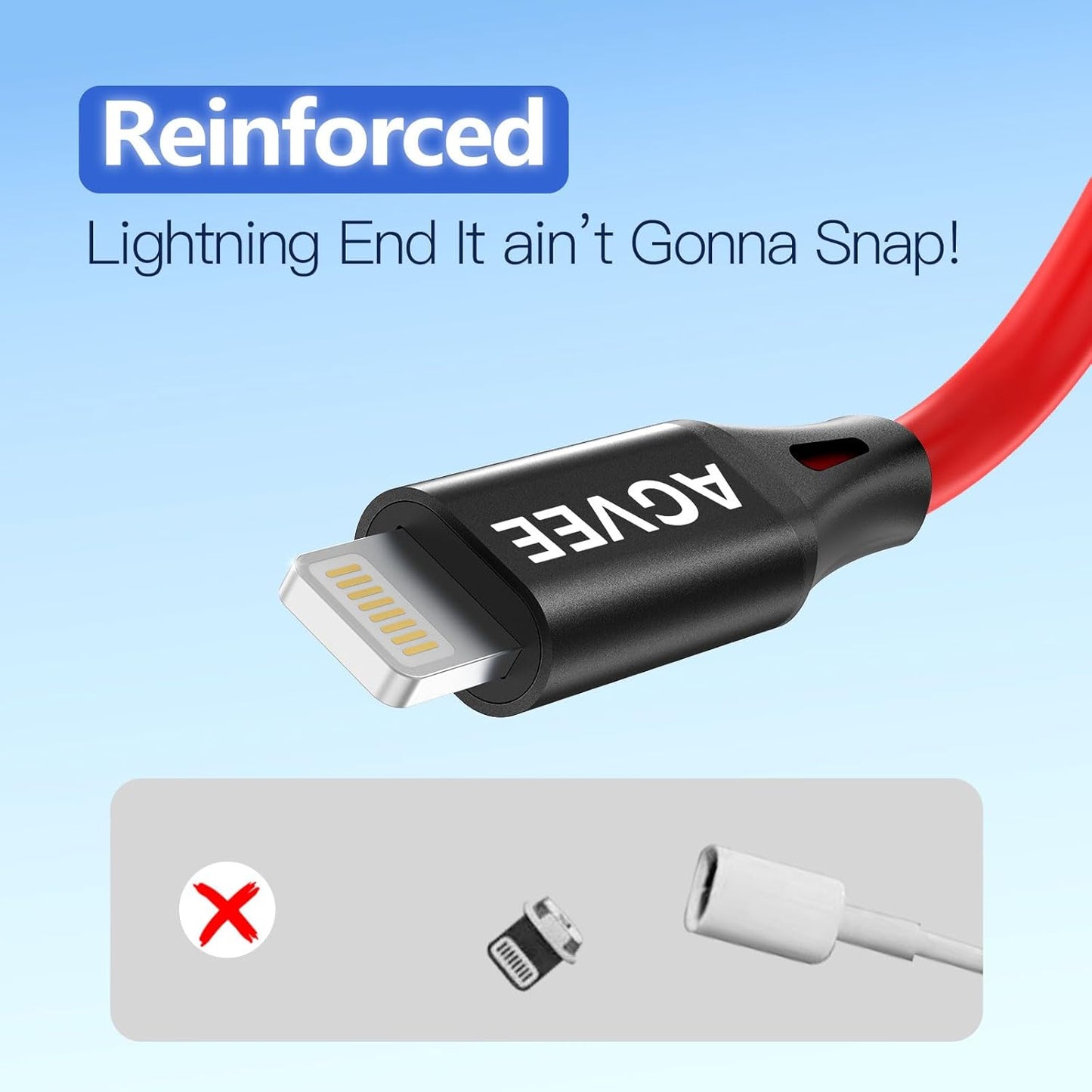 AGVEE 2 Pack 3ft Coiled Short USB to Lightning Charging Cable [MFI Certified] 3A Fast Charger Cord in Car for iPhone 14/13/12/11/XS/8/7/6/5 CarPlay, iPad, iPod, Red