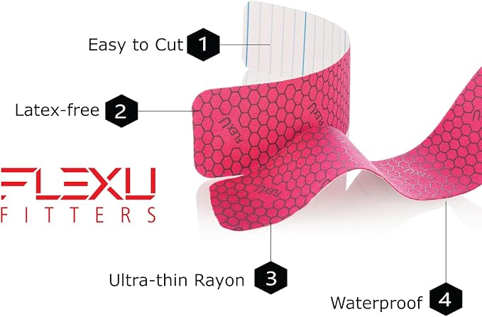 FlexU Kinesiology Tape; Available in Pre-Cut or Continuous Options; Advanced Strength and Flexibility for Enhanced Therapeutic Recovery; Provides Support, Stability, & Pain Relief to Muscles & Joints