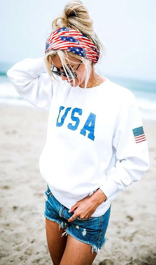 4th of July Womens Headband Independence Day Hair Accessories Patriotic Wide Headbands for Women Red White and Blue Hairband American Flag USA Pride Party Decor (Pack of 4)