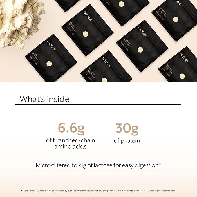 ProMix Nutrition Whey Protein Isolate Powder, Vanilla - Grass-Fed - ­Post Workout Fitness & Nutrition Shakes, Smoothies, Baking & Cooking Recipes - Gluten-Free & Keto-Friendly - 2.5 Pound (Pack of 1)