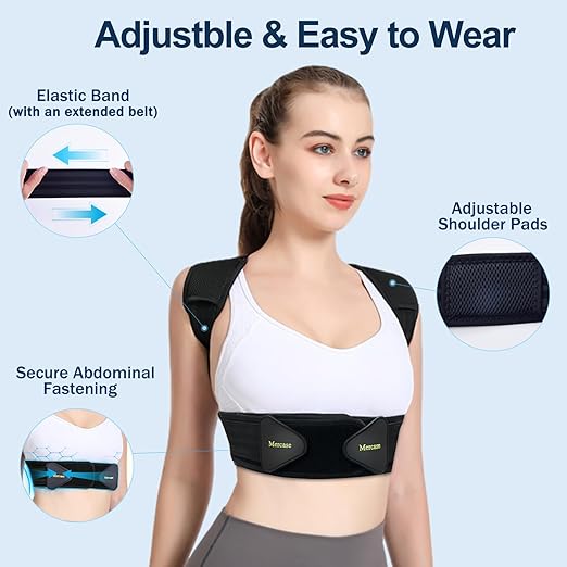 Mercase Posture Corrector for Men & Women, Adjustable Back Brace for Upper Back & Shoulder Support, Pain Relief & Better Posture, Extra Large (39-50 inches)
