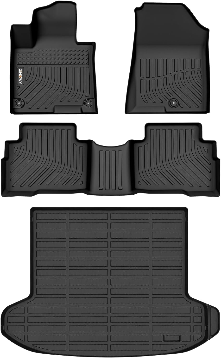 GINOWY- Floor Mats & Cargo Liner for Kia Sportage Hybrid 2023 2024 2025, TPE All Weather Sportage Hybrid 2024 Car Mats, Custom Fit Floor Liners Anti-Slip Trunk Mat 2025 Sportage Accessories Black