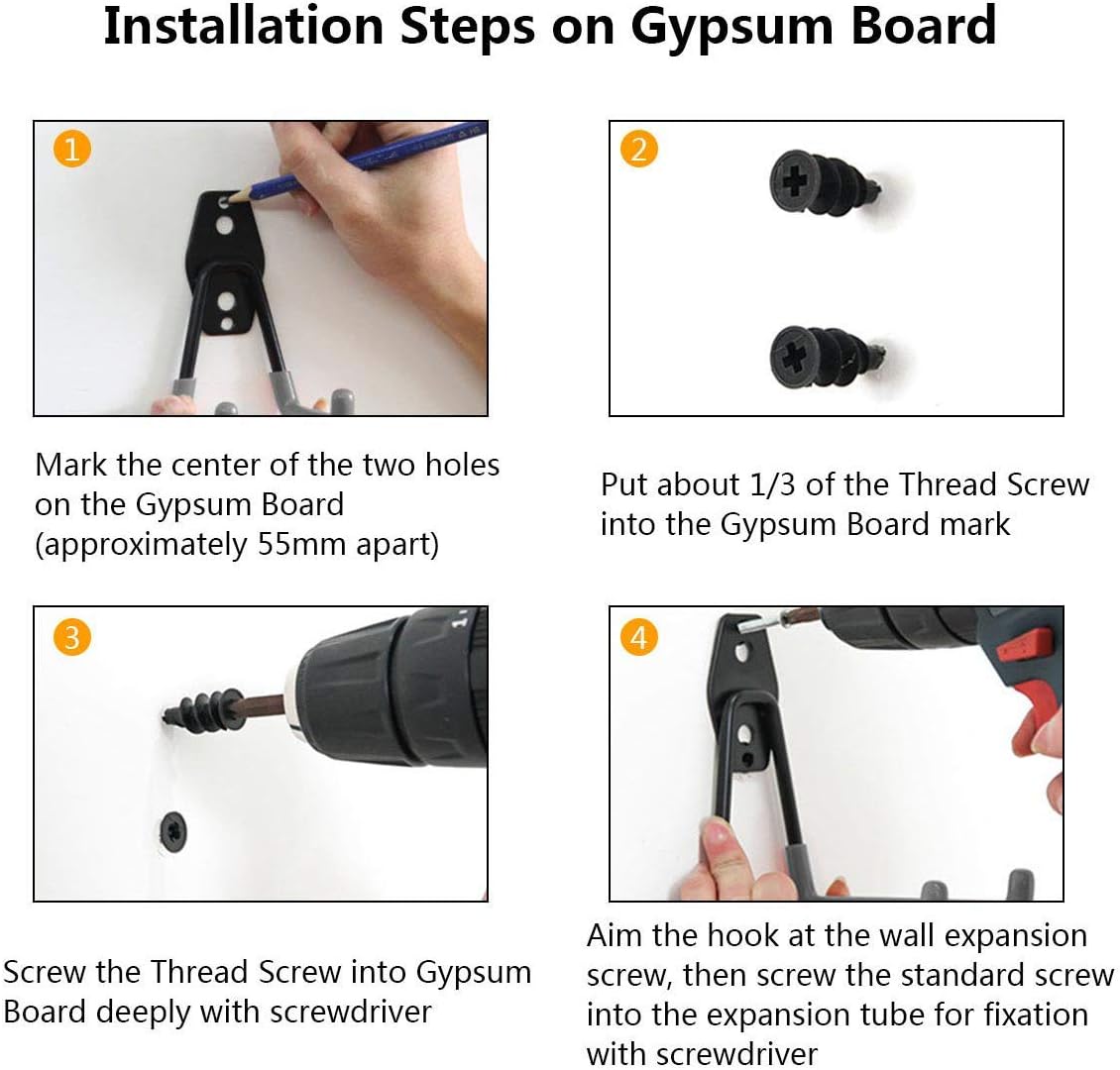 Garage Storage Utility Hooks，Garage Garden Tool Organizer，Steel Wall Mount Hooks, Garden Small U Hooks (4 Pack-Black)