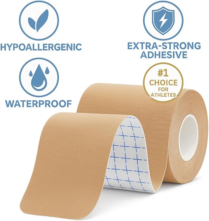 Kinesiology Tape Knees Pre-Cut 20 Inch, Muscle Tape, Athletic Tape for Injuries, Waterproof Roll, Sports Tape for Pain Relief, Physical Therapy Kinetic Tape for Knee, Shoulder, Back, Ankle, Foot