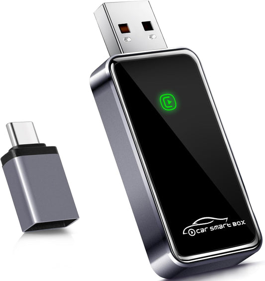 Wireless CarPlay Adapter for iPhone – Converts Wired to Wireless CarPlay Dongle, Mini Plug & Play USB & USB-C/Type-C, Seamless Fast Connection, No Latency, Quick Setup & Auto-Connect Apple iOS 10+