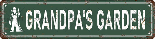 GRANDPA'S GARDEN Vintage Metal Tin Sign, Street Sign, Home Decor, Room Decor, Wall Decor, Bathroom Decor, Bar Decor, Cafe Decor, Garage Decor, 16 x 4 Inch