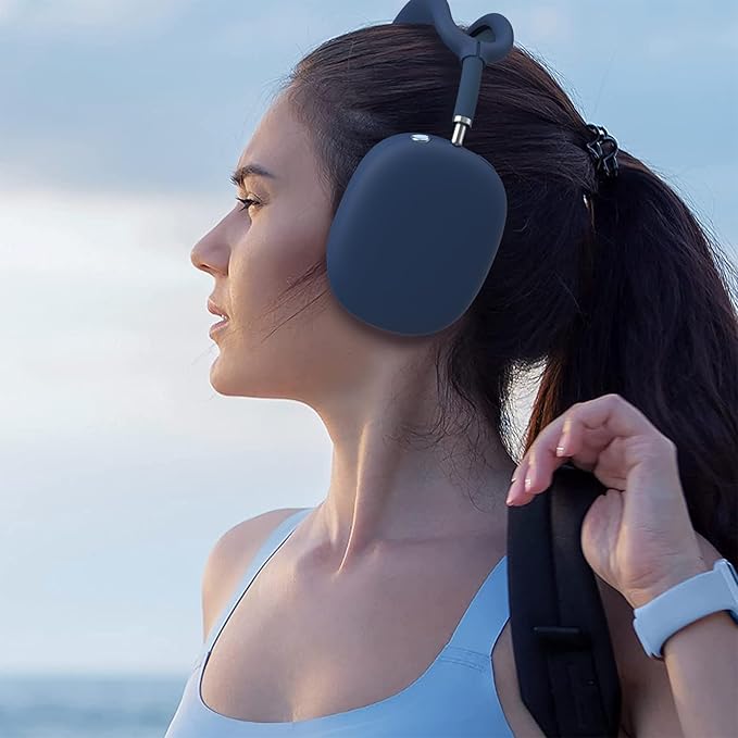 Silicone Case Cover for AirPods Max Headphones, Anti-Scratch Ear Pad/Ear Cups/Headband Cover for AirPods Max, Soft Sweat-Proof Silicone Protector Accessories for Apple AirPods Max (Navy Blue)