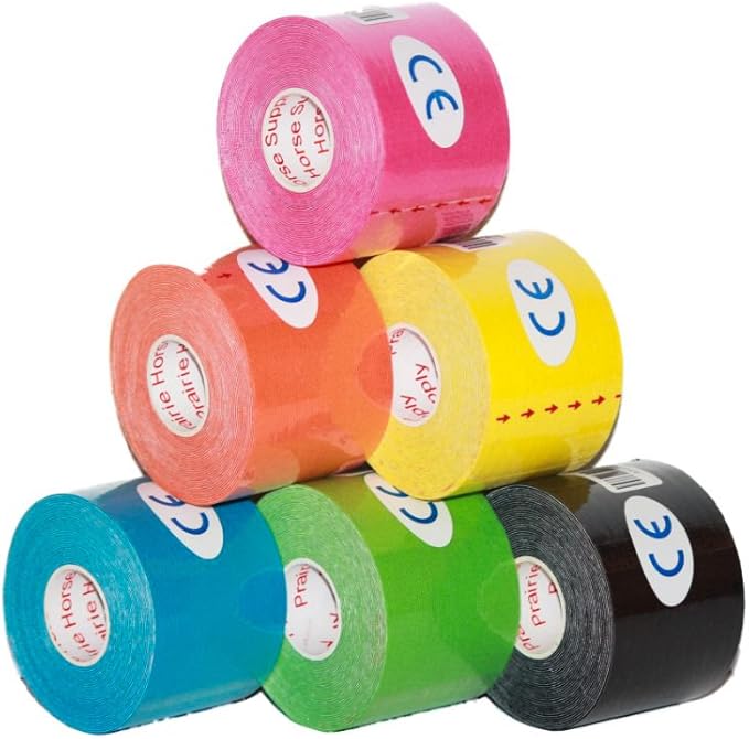 PreCut Kinesiology Tape Sport Pro (20 Pre Cut 10 Inch Strips per Roll) Athletic Recovery Muscle Support Physio TheWrapeutic Aid (Assorted Colors) (Pack of 6)