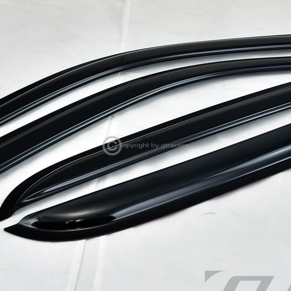 4Pcs Dark Smoke Tint Front Rear Window Deflector Sun/Rain/Wind Guards Shade Smoke Window Visors 2001-2004 Compatible with Toyota Tacoma Double/Crew Cab