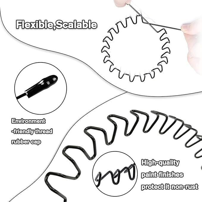 Metal Headband for Men, Unisex Black Wavy Spring Hair Band, Zig Zag Hair Dand, Fashion Elastic Hair Accessories, Multipack Options Available（8pcs）