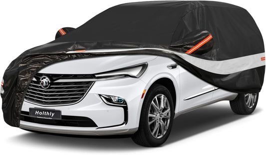 10 Layers SUV Car Cover Custom Fit for Buick Enclave (2007-2025), Waterproof All Weather for Automobiles, Outdoor Full Cover Sun Dust Rain Protection with Cotton. Black