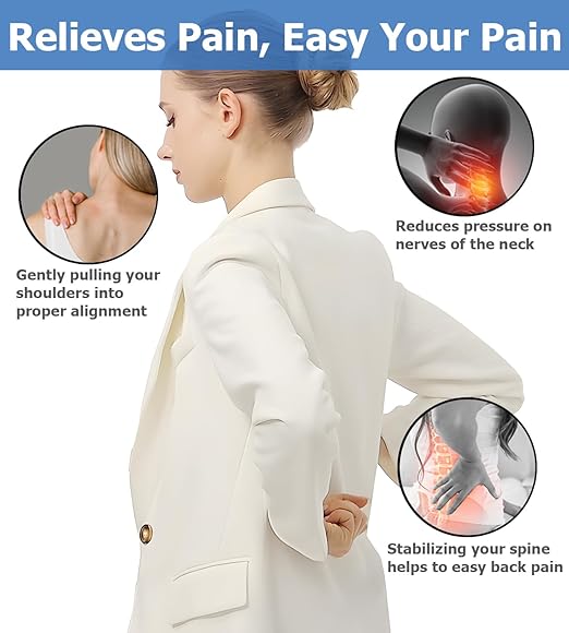 Posture Corrector for Men, and Women, Best suit for Slim body type, Comfortable Upper and Back Brace, Adjustable Back Straightener Support for Back, Shoulder and Neck, Breathable Back Brace, Spine Pain Relief (Medium)