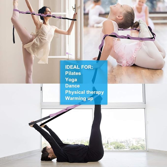 Premium Durable Stretch Straps with Loops, Stretching Strap for Physical Therapy, Multi-Loop Yoga Strap Fitness Exercise Strap for Yoga, Pilates, Dance, Flexibility&Exercise