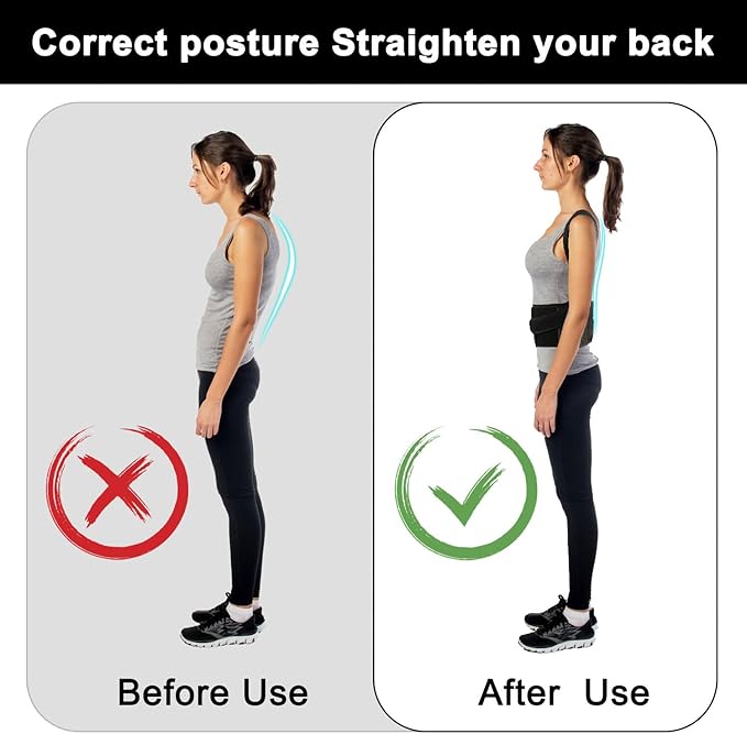 Back Brace Posture Corrector for Men and Women - Improve Posture, Lower Back and Waist Pain, Full Lumbar Support, Shoulder and Neck Stretcher, Adjustable Straps and Breathable Material XXL(42''-48'')
