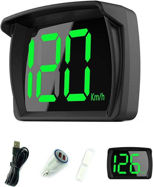 Shkalacar Car HUD Headup Display KM/H MPH GPS Digital Speedometer with LED Large Font Display + Car Charge Adapter for Car Truck SUV Motorcycle