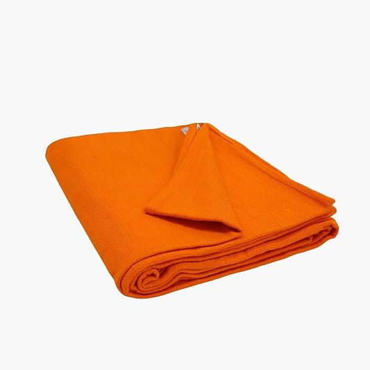 Yogikuti Iyengar Cotton Yoga Blanket Set of One – Thick Handwoven Yoga Blankets for Restorative Yoga, Meditation & Pranayama – Premium Cotton Yoga Blanket for Support & Comfort in Pranayama (Orange)