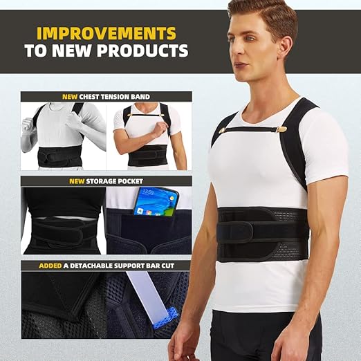Upgraded Back Brace Posture Corrector for Men and Women - Relief for Neck, Back,and Shoulder Pain - Full Adjustable and Breathable Posture Back Brace - Improve Back Posture and Provide Lumbar Support