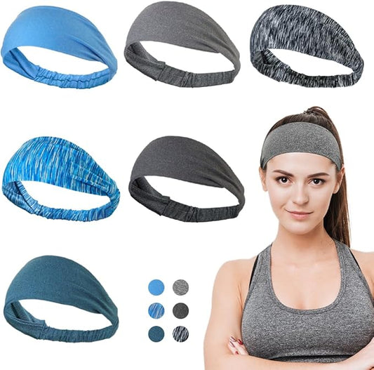 Dreamlover Workout Headbands for Women Athletic, Sweatbands, Sports Headbands for Exercise, 6 Pieces