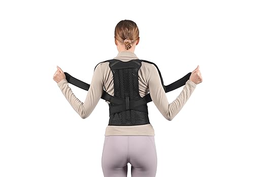 Jumbl Posture Corrector (Small) | Reusable Back Brace Supportive Spine Correction for Back Pain Relief for Men & Women Fitness and Wellness Kit | with Bonus Resistance Band