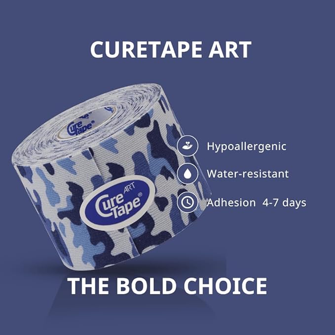 CureTape Art Kinesiology Tape | 1 Roll 5cm x 5m | Waterproof | Latex-Free Medical Kinesiology Tape | KinesioTape for Sports & Fitness | Kinesiology Recovery Tape for Extreme Sports