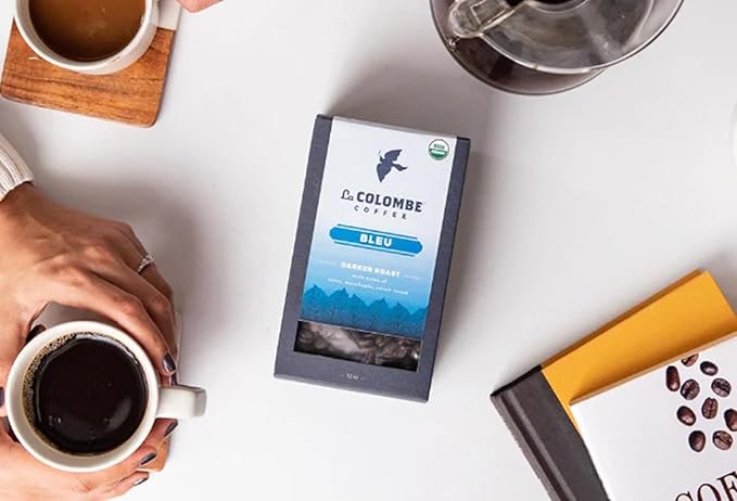 La Colombe Bleu Organic Dark Roast Whole Bean Coffee - Notes of Cocoa, Macadamia & Sweet Cream, 12 Ounce (Pack of 4)