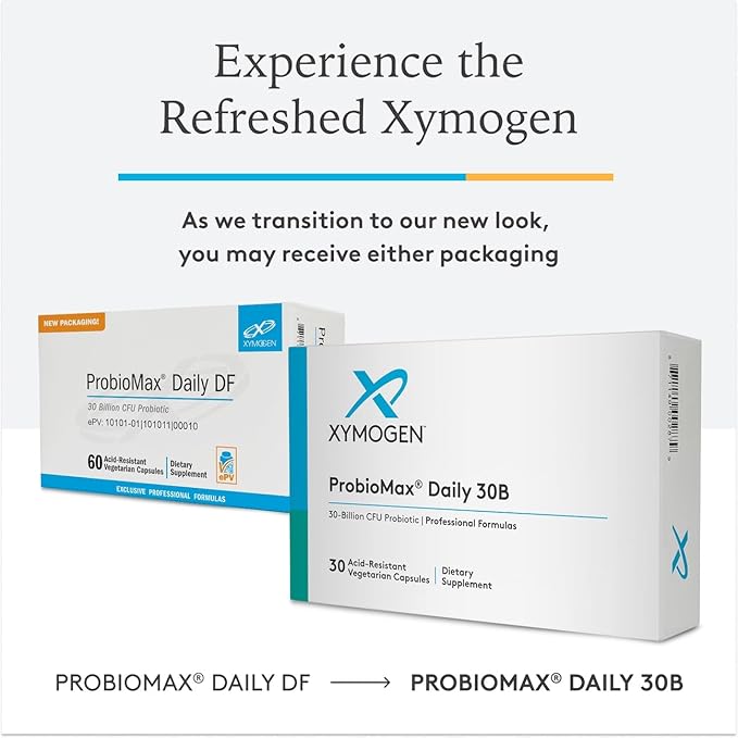 XYMOGEN ProbioMax Daily 30B - Vegetarian, Dairy & Gluten Free Probiotics for Digestive Health - Women's & Men's Probiotic Nutritional Supplements - Formerly ProbioMax Daily DF (60 Capsules)