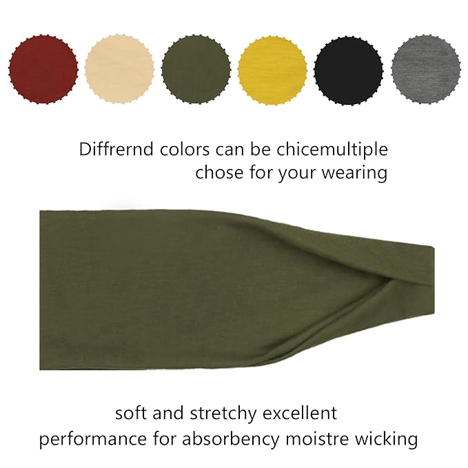 DRESHOW Yoga Sports Headbands for Women Elastic Non-Slip Headbands Workout Running Hair Bands 6 Pack