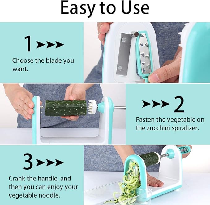 Ourokhome Zucchini Noodle Maker Spaghetti Spiralizer - 5 Blades Vegetable Slicer for Veggie Noodles and Curly Chips
