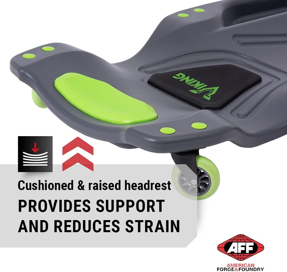 AFF Viking Mechanic's Creeper - Low Profile Ergonomic Design with Padded Headrest - Heavy Duty
