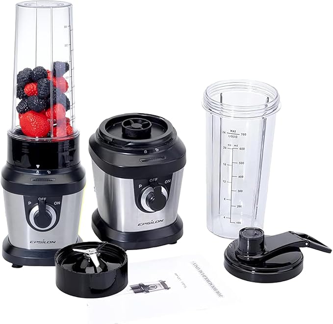 Epsilon Portable blender for Shakes and Smoothies – 400W Personal Blender with 24oz Portable Bottle, Electric Personal Blender Bottle with 4-Blade Assembly, Travel-Friendly and BPA-Free